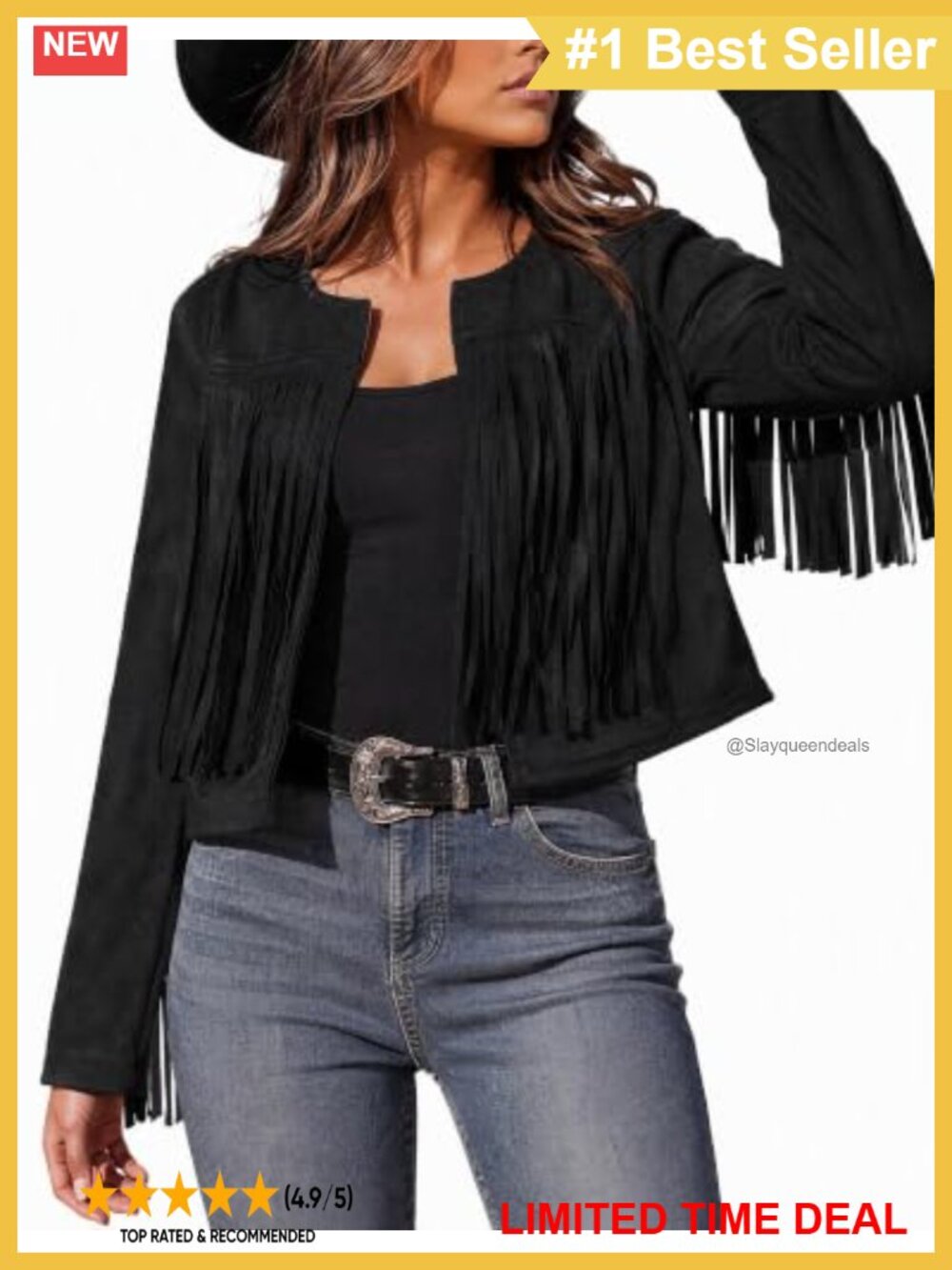 Faux Suede Fringe Jacket Women's Cropped Western Coat Long Sleeve